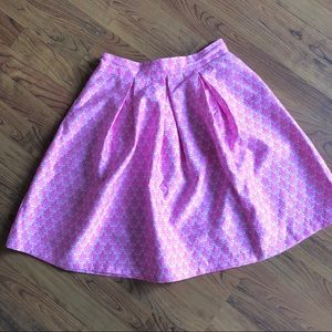Pink and white patterned circle skirt